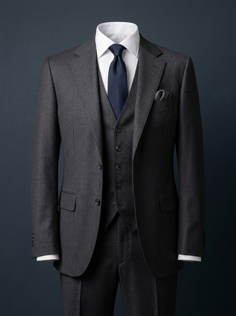 Premium Charcoal Grey 3-Piece Suit - SAR 450